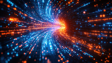 Fototapeta premium Abstract technology background of high speed global data transfer, ultra fast broadband and connection, digital cyber tech motion