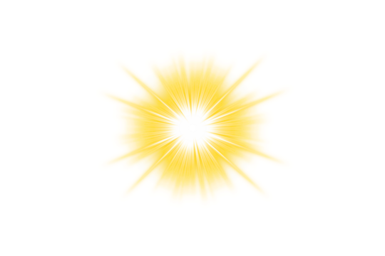 Lens flare light effect isolated on transparent background. Gold glowing star light with sparkle rays. Sun, Sparkling magic light. flash light. light sparkle, starburst. sunlight. Shine design element