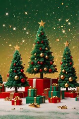 3d miniature chrismast tree