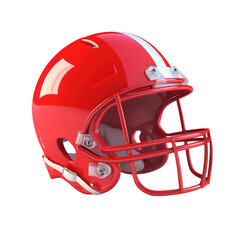 Fototapeta premium Red football helmet, isolated on transparent background.