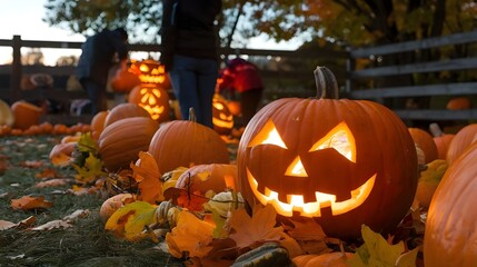 halloween pumpkin in the garden