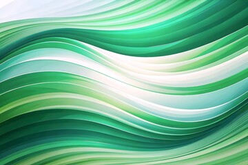 Dynamic Green Waves Flowing Abstract Art Design Soft Colors