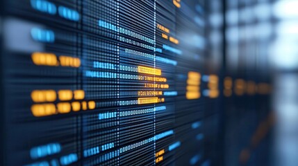 Fototapeta premium Digital representation of big data flowing through servers, creating predictive insights for business solutions