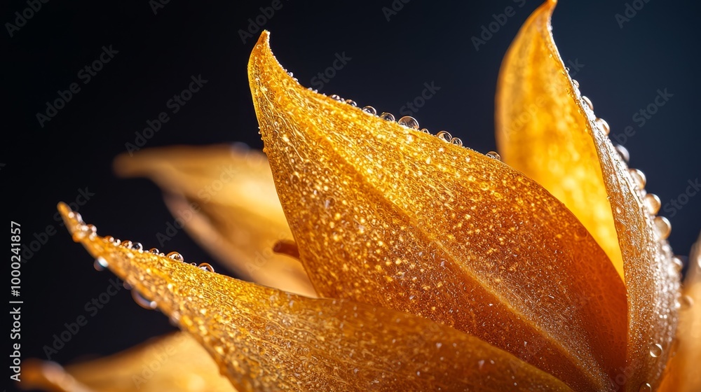 Sticker petals dotted with water drops, center dripping