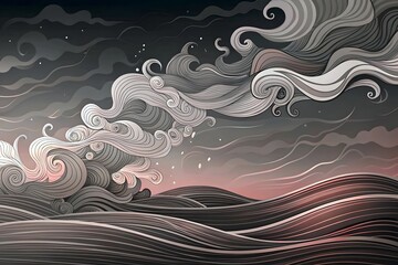 Dynamic Spiraling Clouds Undulating Waves Atmospheric Artistry