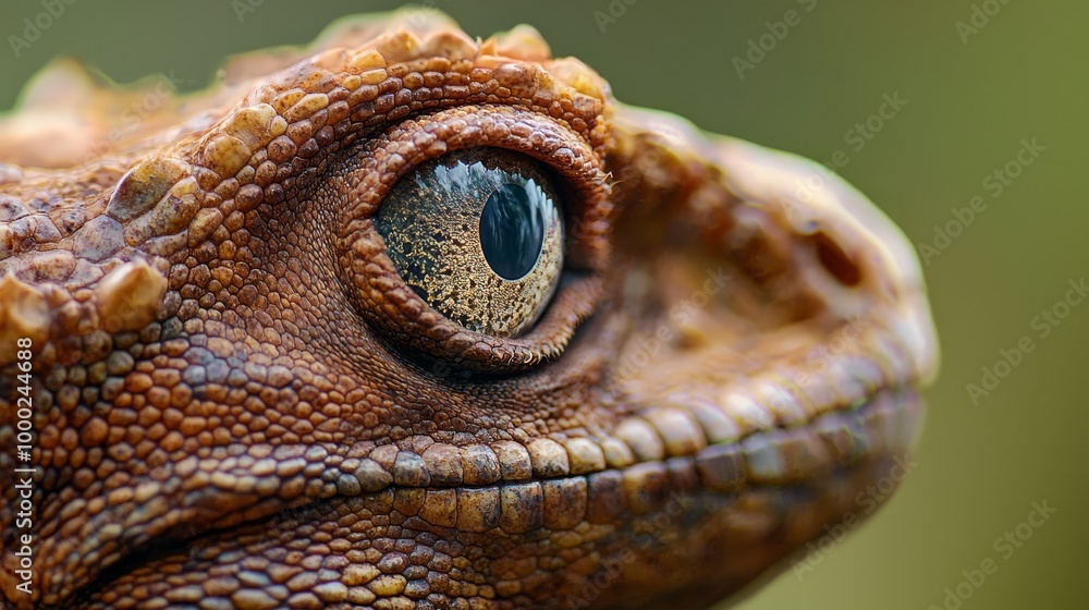 Poster  A close-up of a lizard's eye with a blurred background