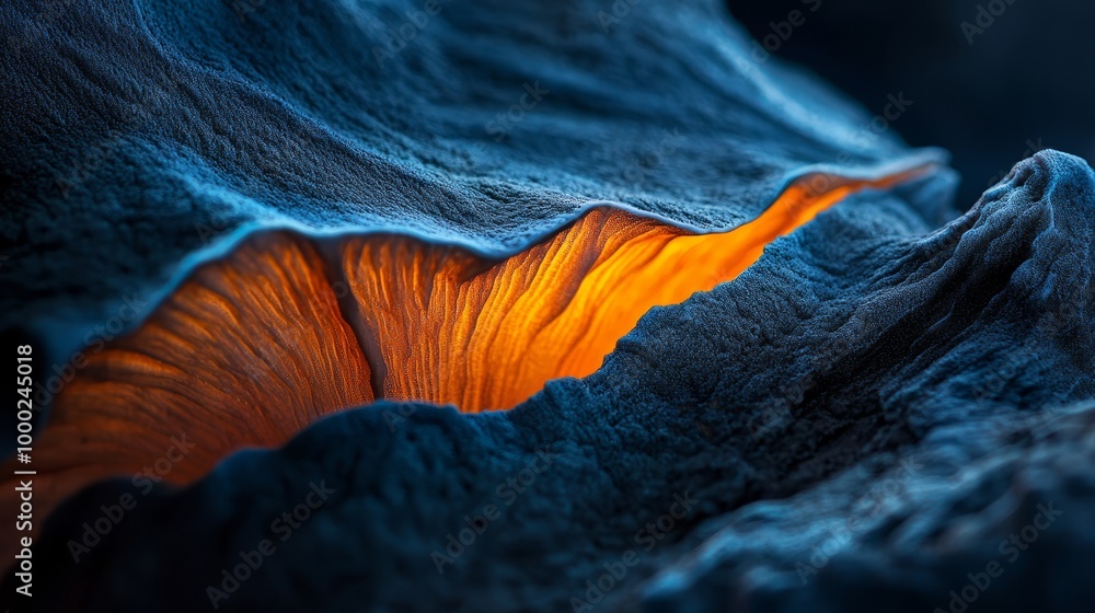 Canvas Prints  A tight shot of an orange-glowing rock formation; light emanates from its peak and base