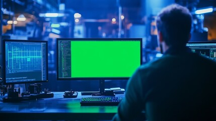 Man at Computer in Tech Office