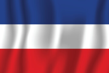 Realistic Kingdom of Serbia Yugoslavia national flag perfect color, scale, and proportion.