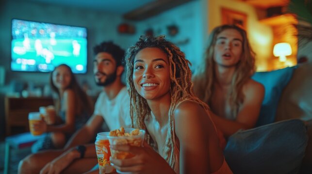 Friends Watching Sports at Home - Powered by Adobe