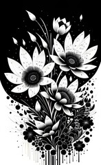 black and white floral background