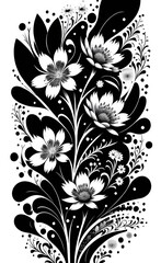 black and white floral background