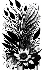 black and white floral background