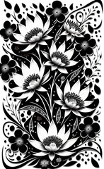 black and white floral background