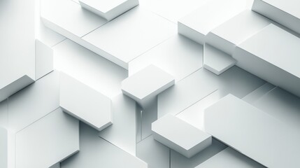 Abstract Geometric White 3D Blocks Background