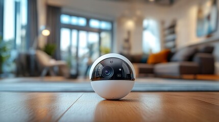 Smart Home Security Camera in Modern Living Room