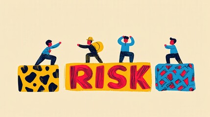 Fototapeta premium Investment risk management concept with small worker icons