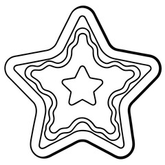 An outline of a star-shaped cookie with icing details, such as dots or lines line art vector