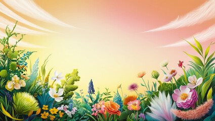Obraz premium natural background with flower and butterfly