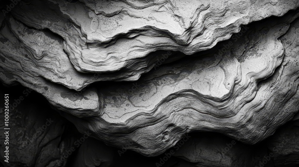 Wall mural black-and-white depiction of distant rocks