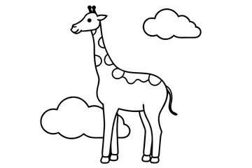 A giraffe vector line art logo icon illustration.