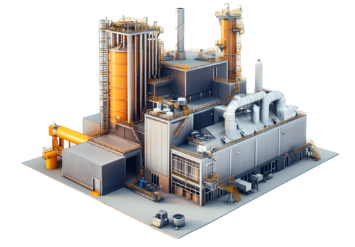 A large industrial plant with many tanks and pipes