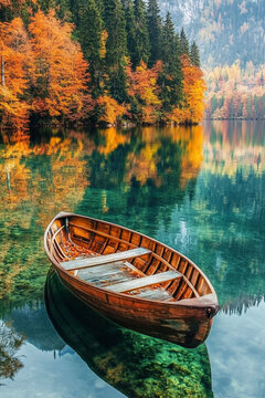 Boot auf herbstlichem See