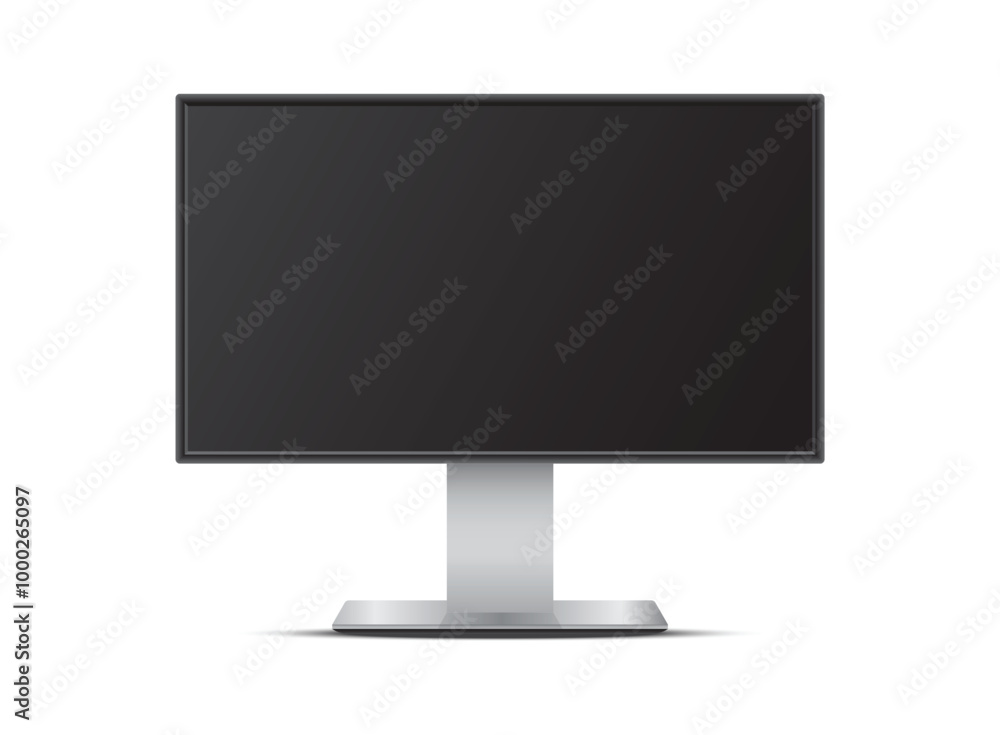 Poster thin frame monitor mock up icon in flat style. computer display vector illustration on isolated back
