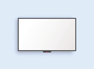 Thin frame monitor mock up icon in flat style. TV display vector illustration on isolated background. Electronic gadget sign business concept.