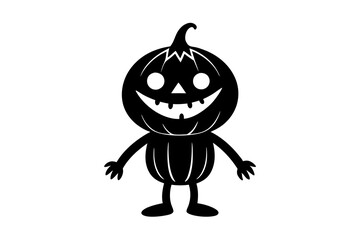 Cute cartoon pumpkin monster. Happy halloween print. 