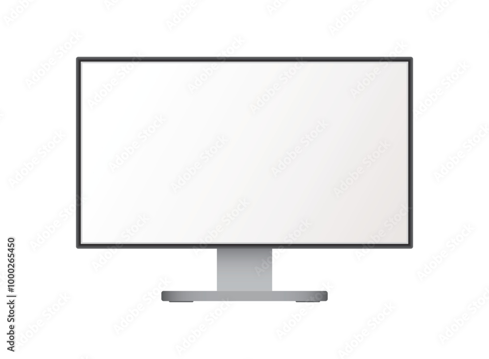 Poster thin frame monitor mock up icon in flat style. computer display vector illustration on isolated back