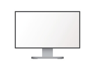 Thin frame monitor mock up icon in flat style. Computer display vector illustration on isolated background. Electronic gadget sign business concept.