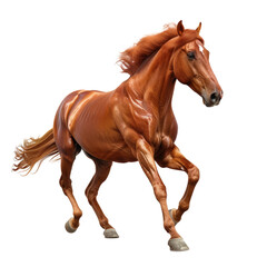 Galloping Horse in Dynamic 3D Illustration Isolate on a White Background Transparent Background