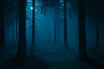 Fototapeta premium dark forest horror background with Fog