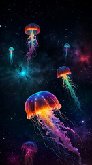 Naklejka premium rainbow jellyfish