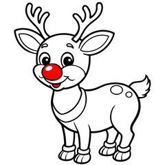 Charming Reindeer with a Bold, Outline Nose vector