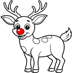 Charming Reindeer with a Bold, Outline Nose vector