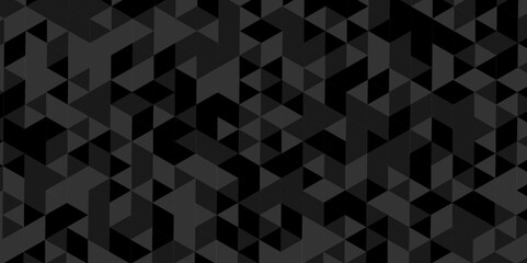 Vector abstract black overlap triangular wall digital, mosaic pattern. surface square cube digital grid light pattern black and gray color Polygon triangle banner, business and corporate background