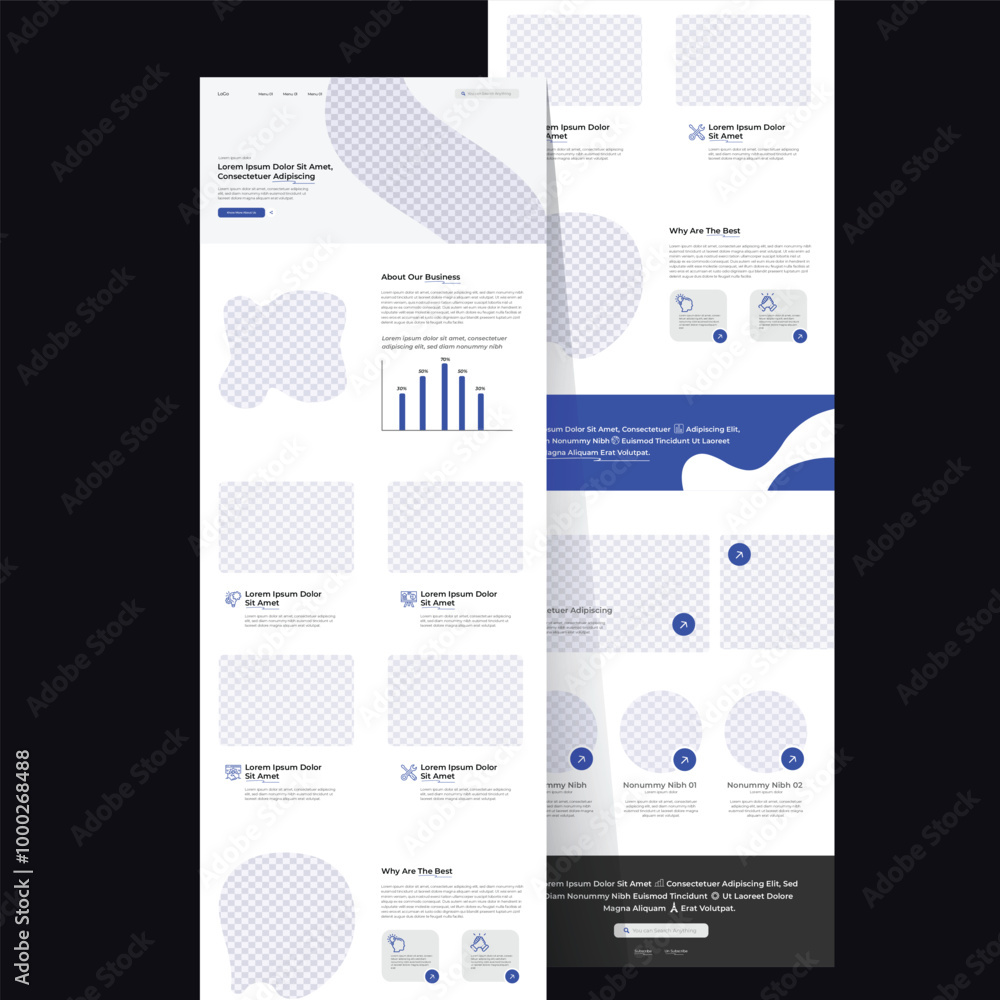 Canvas Prints website template for multipurpose service. one-page template for a business website and email market