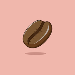 Vector illustration of single or double coffee beans in cartoon flat style. Tropical nature plant, organic bean brown