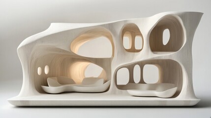 Obraz premium Innovative Interior Architecture: A Fusion of Modern Design and Organic Shapes