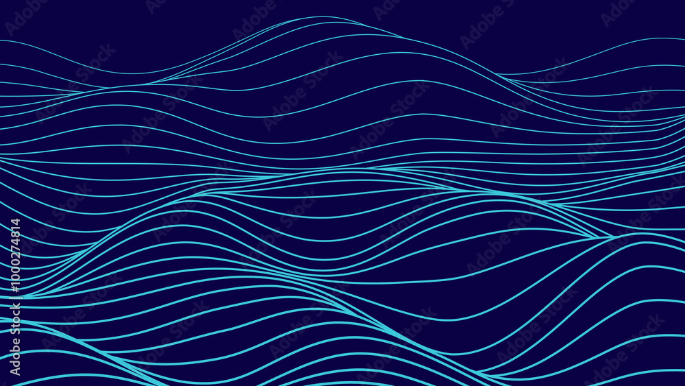 Aufkleber Smooth Flowing Dynamic Sound Wave Blue Technology Background. Abstract Digital EQ Equalizer. Artificial Intelligence AI Assistant Voice Recognition Sound Wave Vector Illustration.