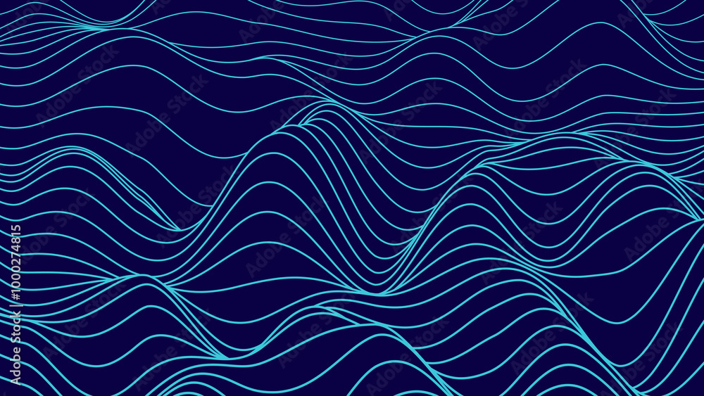 Aufkleber Smooth Flowing Dynamic Sound Wave Blue Technology Background. Abstract Digital EQ Equalizer. Artificial Intelligence AI Assistant Voice Recognition Sound Wave Vector Illustration.