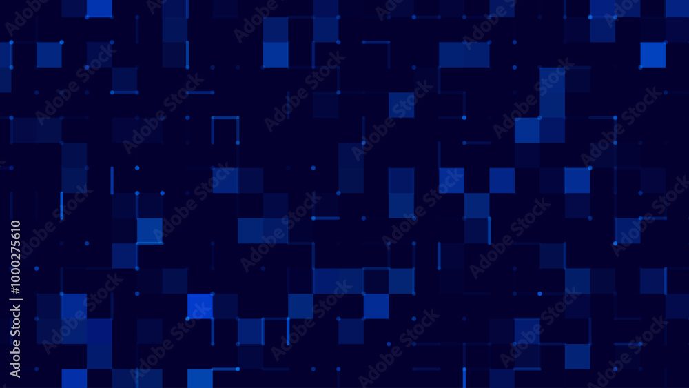 Fototapete Digital Technology Colorful Blue Pixels Background. Digital Data Square Blue Pattern. Blue Digital Pixel Mosaic Pattern. Vector Illustration.