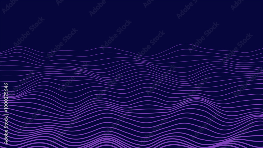 Leinwandbilder Smooth Flowing Dynamic Sound Wave Blue Technology Background. Abstract Digital EQ Equalizer. Artificial Intelligence AI Assistant Voice Recognition Sound Wave Vector Illustration.