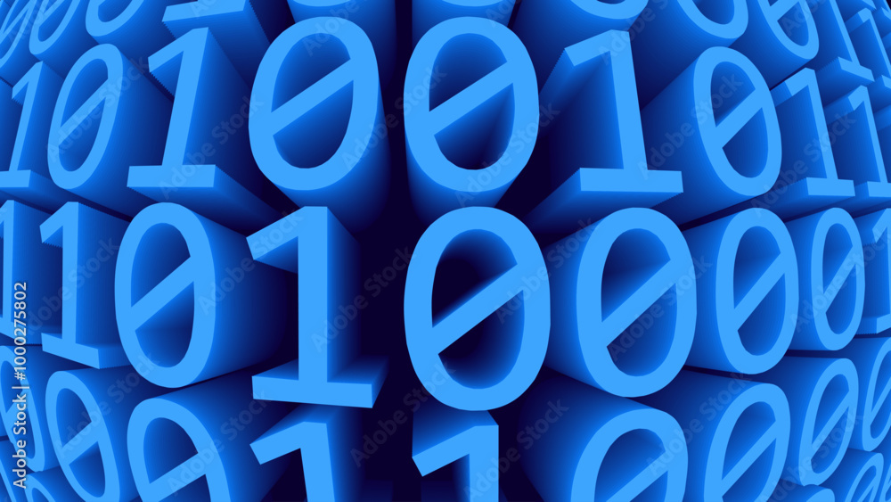 Aufkleber Digital Binary Numbers 0 and 1 Code Background. Abstract Futuristic Binary Code. Technology or Computer Science Hacking Programming Concept Backdrop. Vector Illustration.