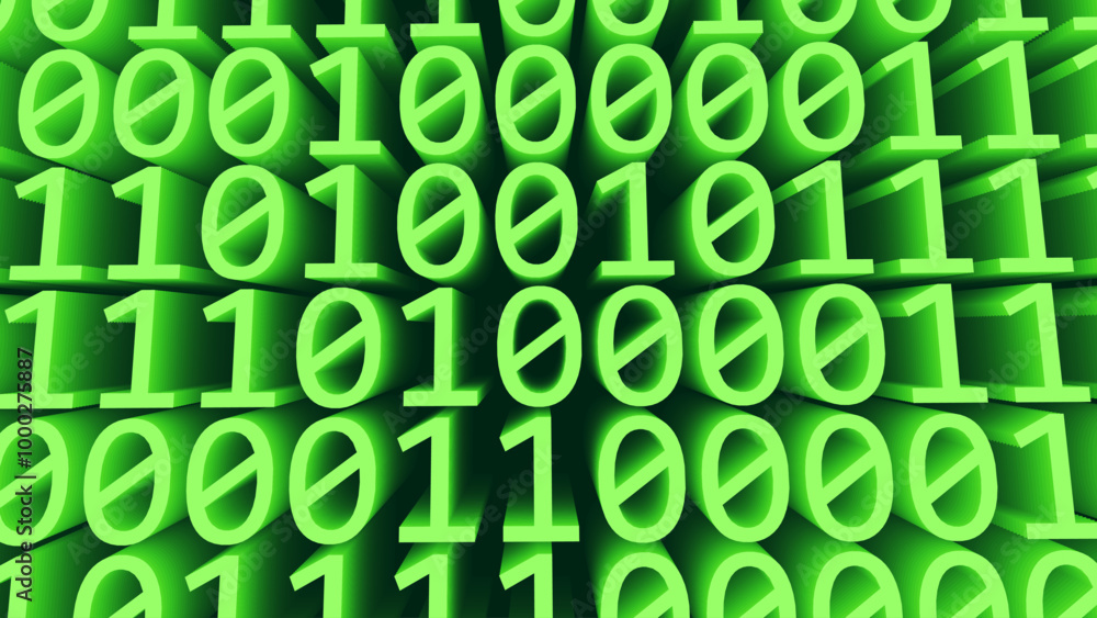 Fototapete Digital Binary Numbers 0 and 1 Code Background. Abstract Futuristic Binary Code. Technology or Computer Science Hacking Programming Concept Backdrop. Vector Illustration.