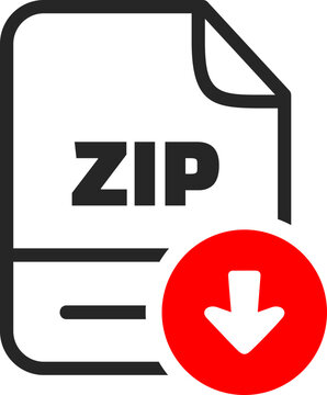 recommend clip art: A black and white icon of a document with the letters 'ZIP' on it.