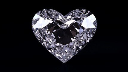 Fototapeta premium A sparkling heart-shaped diamond isolated on a black background.