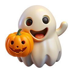 Fototapeta premium Cute and Friendly Halloween Ghost Character